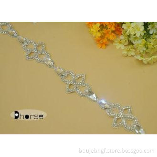 Bling Bling Silver Beaded Rhinestone Bridal Trim For Weddin